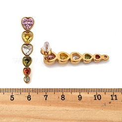 304 Stainless Steel Colorful Cubic Zirconia Tassel Stud Earrings&nbsp;EJEW-Z094-01G-G