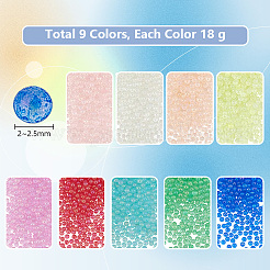 暗闇で光る9000色の光るガラスビーズ9個  穴がない  ラウンド  ミックスカラー  0.6~3mm  1000個/カラー&nbsp;GLAA-PH0003-23