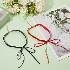 2Pcs 2 Colors Bowknot Velvet Choker Necklaces for Women&nbsp;NJEW-CY0001-01