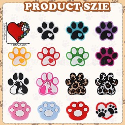 16Pcs 16 Styles Paw Print Food Grade Eco-Friendly Silicone Focal Beads&nbsp;SIL-SZ0002-13