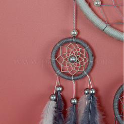Woolen Yarn Woven Net/Web with Feather Pendant Decorations&nbsp;HJEW-PW0001-045