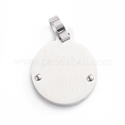 変色しない304ステンレススチールペンダント  星座/星座とフラットラウンド  魚座  25.5x22x6mm  穴：6mm&nbsp;STAS-I143-07P-01