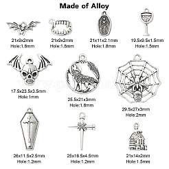 100Pcs 10 Styles Tibetan Style Alloy Vampire Pendants&nbsp;TIBEP-CJ0002-81