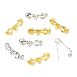 20個 2色 蝶結び 真鍮 ブローチ 金具  プラチナ·ゴールデン  28.5x10x7mm  穴：1.5mm  ピン：0.8mm  10個/カラー&nbsp;KK-CJ0005-60