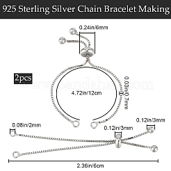 2Pcs 925 Sterling Silver Chain Bracelet Making&nbsp;STER-BBC0006-54