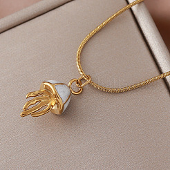 Vintage 304 Stainless Steel Enamel Ocean Jellyfish Pendant Round Snake Chain Necklaces for Women Men&nbsp;LS-DN2498
