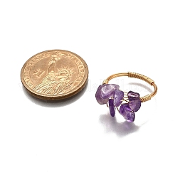 女性用天然アメジスト指輪  内径：18mm&nbsp;RJEW-TA00202-03