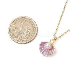 Alloy Enamel & ABS Plastic Imitation Pearl Shell Shape Pendant Necklaces&nbsp;NJEW-JN05173