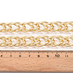 アルミニウムツートン菱形リンクチェーン  溶接されていない  スプールで  ゴールドカラー  19x13x2mm  約32.81フィート（10m）/ロール&nbsp;CHA-N004-05G