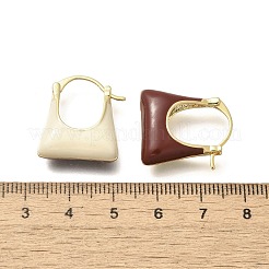 真鍮バッグフープピアス  エナメル  22KGP本金メッキ  21x6.5mm&nbsp;EJEW-A121-05G