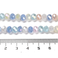 ジェイド風ガラスビーズ連売り  多面カット  ラウンド  コーンフラワーブルー  6x5mm  穴：1.2mm  約89~90個/連  16.73~17.01インチ（42.5~43.2cm）&nbsp;EGLA-D030-11