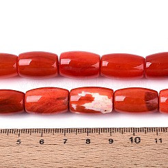 染め加工天然石瑪瑙ビーズ連売り  バレル  レッドオレンジ  18~20x11mm  穴：0.9~1mm  約20個/連  14.96''（38センチメートル）&nbsp;G-T144-34