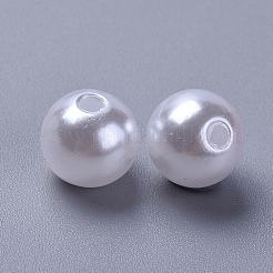 パール調アクリルビーズ  ラウンド  雪  10mm  穴：2mm  約1000個/500g&nbsp;PACR-10D-1