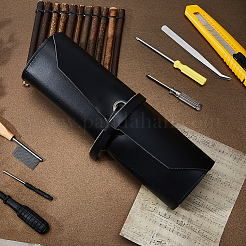 ジュエリー用の多目的PUレザージュエリーロール  小さな道具  ブラック  25.5cm&nbsp;AJEW-WH0696-192A