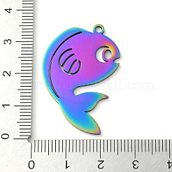 304ステンレスペンダント  魚のチャーム  虹色  33x28x1.5mm  穴：2mm&nbsp;STAS-R116-07RC