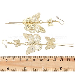 合金ダングルピアス  鉄のピアスフック  ゴールドカラー  蝶  110x38mm&nbsp;EJEW-S260-01F-G