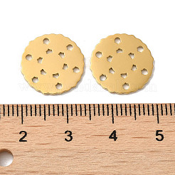 手作業による研磨304ステンレス鋼マルチ連リンク  フラットラウンド  18KGP本金メッキ  14x1mm  穴：4.5mm&nbsp;STAS-P335-35G