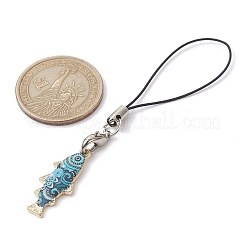 魚合金エナメルペンダント携帯ストラップ  コードループモバイルアクセサリー装飾  ミックスカラー  9.2cm  ペンダント：27x10.5x2 mm&nbsp;HJEW-JM01640