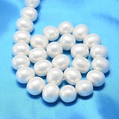 楕円形のシェルパールビーズ連売り  ホワイト  19x16x14mm  穴：1.5mm  約25個/連  15.74インチ&nbsp;BSHE-L013-L-A013A