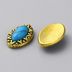 亜鉛合金カボション  プラスチック製のビーズと  女性のためのネイルアートの装飾アクセサリー  アンティーク黄金  馬の目  9x5.5x2mm&nbsp;MRMJ-WH0320-05G-01