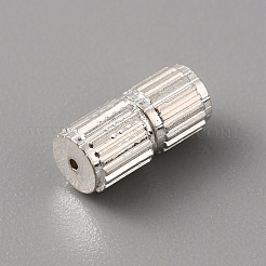真鍮製ネジ式クラスプ  コラム  銀  7x3mm  穴：0.7mm&nbsp;KK-WH0079-39S