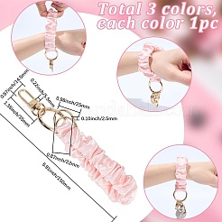 3Pcs 3 Colors Satin Cloth Bracelet Wristlet/Hair Tie Keychain&nbsp;KEYC-SC0001-31A