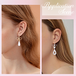 10ピアス 2色 蝶結び 真鍮 ラバーバック イヤリング レディース  ミックスカラー  24x19mm  5ペア/カラー&nbsp;EJEW-SC0001-92