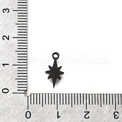 イオンプレーティング（IP）304ステンレススチールチャーム  レーザー切断  スター  ブラック  13x7x1.5mm  穴：1.4mm&nbsp;STAS-F292-04B