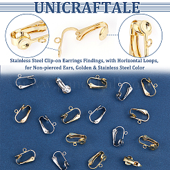 40Pcs 2 Colors 304 Stainless Steel Clip-on Earrings Findings&nbsp;STAS-UN0041-10