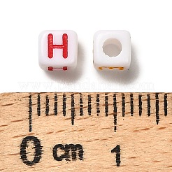 不透明なアクリルエナメルビーズ  文字付きのキューブ  ミックスカラー  4.5~5x4.5~5x4.5~5mm  穴：2.5mm  約7142個/500g&nbsp;OACR-A038-01