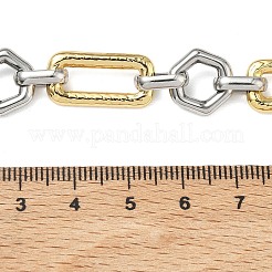 Two Tone 304 Stainless Steel Hexagon and Rectangle Link Chain Necklaces for Women&nbsp;NJEW-A074-03GP
