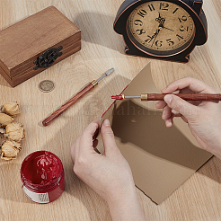 2本 2スタイル ステンレススチール レザーエッジ オイルペン  白檀ハンドル付き  革のDIYクラフト作業用  チョコレート  166x10.5mm  ピン：3.5~6.5mm  1個/スタイル&nbsp;TOOL-NB0002-29A