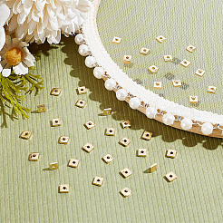 真鍮ビーズ200個  長持ちメッキ  正方形  ゴールドカラー  3.5x3.5x1mm  穴：1mm&nbsp;KK-GO0001-75