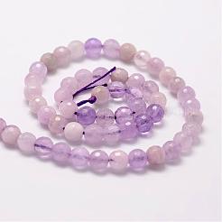 Faceted Round Natural Amethyst Beads Strands&nbsp;G-K078-6mm