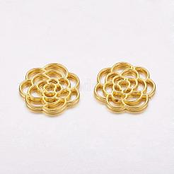女性の亜鉛合金細工のペンダントのバレンタインギフトのアイデア  花  ゴールドカラー  16x15.5x1.5mm  穴：2x1.5mm&nbsp;X-PALLOY-D227-G