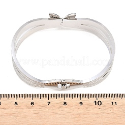 女性用304ステンレススチールヒンジ付きバングル  蝶  ステンレス鋼色  内径：1.89 x2.36インチ（4.8x6cm）&nbsp;BJEW-E113-02P