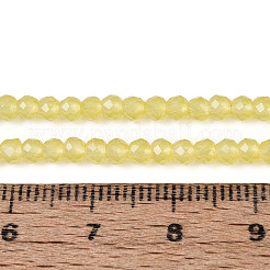 ジェイド風ガラスビーズ連売り  ラウンド  多面カット  ライトカーキ  3x2.5~3mm  穴：0.7~0.8mm  約133~137個/連  13.78~14.37''（35センチメートル）&nbsp;LS-GLAA-T028-3mm-11J