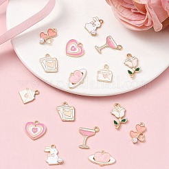 16Pcs 8 Styles Valentine's Day Alloy Enamel Pendants&nbsp;ENAM-FS0001-64