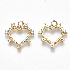 Brass Micro Pave Clear Cubic Zirconia Pendants&nbsp;KK-S356-028G-NF