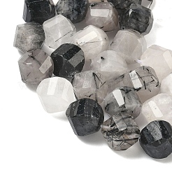Natural Tourmalinated Quartz/Black Rutilated Quartz Beads Strands&nbsp;G-C267-B02