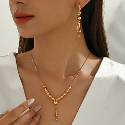 Vintage Brass Round Beaded Tassel Necklace & Earrings for Women&nbsp;VG0776