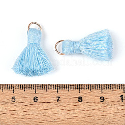 ポリコットン（ポリエステルコットン）タッセルペンダント装飾  鉄パーツ  ライトゴールド  ライトシアン  20~30x7~8mm  穴：5mm&nbsp;FIND-S280-11