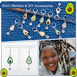 Alloy Enamel & Acrylic Pendant Locking Stitch Markers&nbsp;HJEW-AB00114