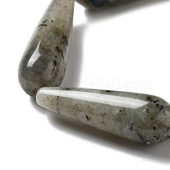 天然石ラブラドライトビーズ連売り  ティアドロップ  30~30.5x10~10.5mm  穴：1.4mm  約6個/連  7.13~7.20インチ（18.1~18.3cm）&nbsp;G-P528-H04-01
