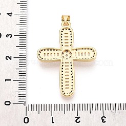 真鍮マイクロパヴェクリアキュービックジルコニアペンダント  クロスチャーム  18KGP本金メッキ  32.5x24x4mm  穴：4.5x3.5mm&nbsp;KK-N268-91G