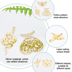 10Pcs 5 Style 201 Stainless Steel Pendants&nbsp;STAS-UN0026-79