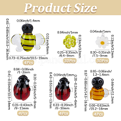 76個6スタイル手作りランプワークビーズ  混合図形  ミックスカラー  6.4~16.5x9~19x3~8mm  穴：1~2mm&nbsp;LAMP-PA0001-75