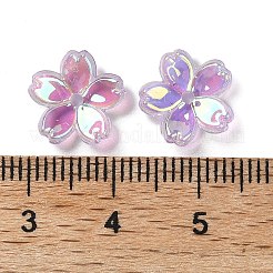 透明ABSプラスチックビーズキャップ  UVメッキ  5  - 花びらの花  ライラック  10.5~11.5x2mm  穴：1.4mm&nbsp;FIND-B043-03B