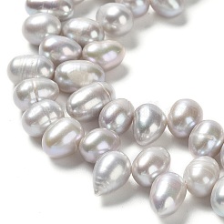 天然養殖淡水パールビーズ連売り  ライス  銀  7~10x6~7mm  穴：0.2mm  約63~64個/連  13.62~13.86インチ（34.6~35.2cm）&nbsp;PEAR-J007-69