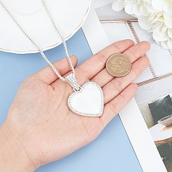 合金ラインストーンペンダントネックレス  ガラスチェーンとベネチアンチェーン付き  ハート  銀色のメッキ  24-1/4インチ（61.5cm）&nbsp;NJEW-WH0008-01S